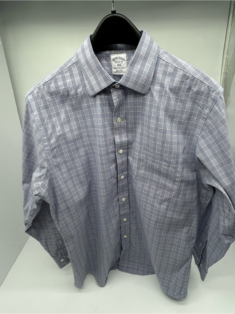 Brooks Brothers Classic Men's Blue Plaid Dress Shirt size 15.5